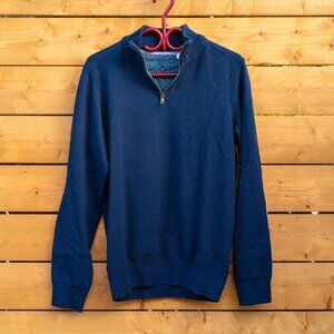 Robert Graham Men's Navy 1/4 Zip Sweater (Medium) Like New Condition